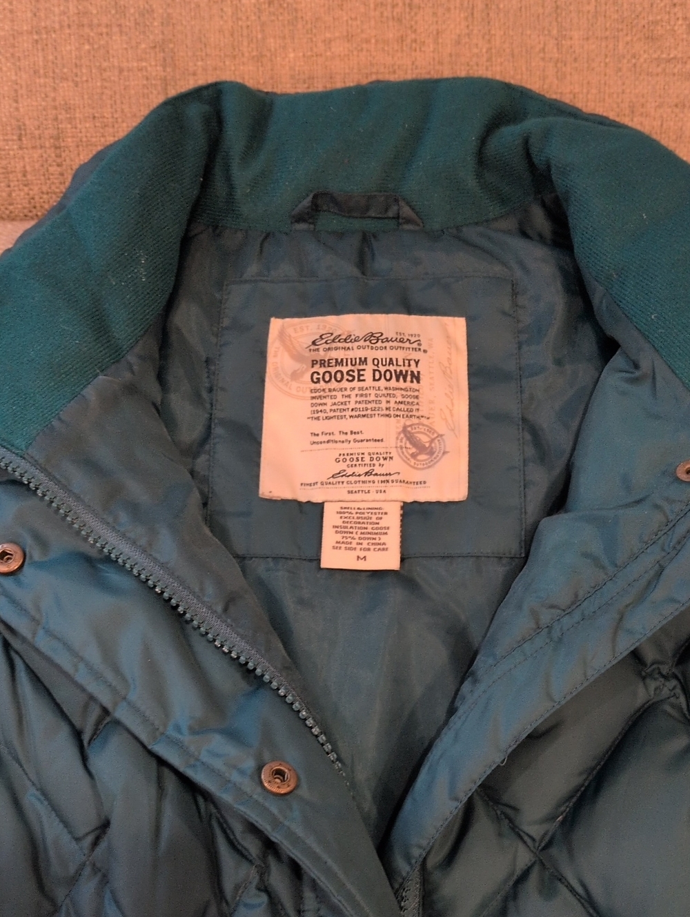 Eddie Bauer Teal Quilted Puffer Vest Premium Goose Down Medium - Picture 5 of 11